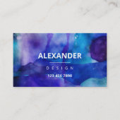 ブルーパープル抽象芸術水彩 名刺 (正面)