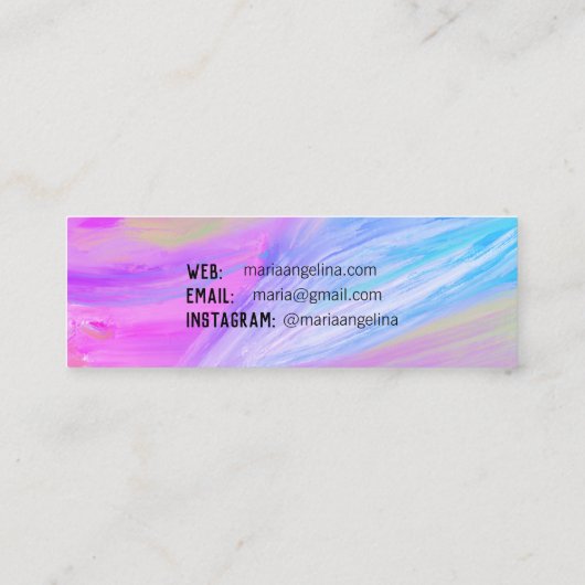 ブルーパープル抽象芸術油彩画 スキニー名刺 (裏面)