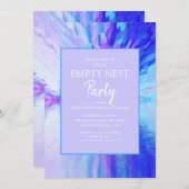 ブルーパープル抽象芸術空の巣パーティー 招待状 (正面/裏面)