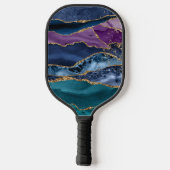 ブルーパープル抽象芸術金ゴールドグリッターモノグラム ピックルボールラケット (裏面)