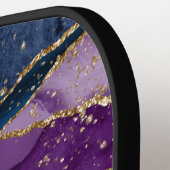 ブルーパープル抽象芸術金ゴールドグリッターモノグラム ピックルボールラケット (左詳細)