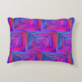 ブルーパープル明るい赤紫色スクエアパターンボホ アクセントクッション (裏面)