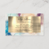 ブルーパープル水彩及びゴールドフォイルの名刺 名刺 (裏面)