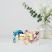 ブルーパープル水彩及びゴールドフォイルの名刺 名刺 (スタンド正面)