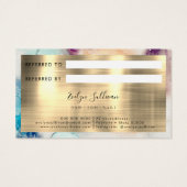 ブルーパープル水彩及びゴールドフォイル紹介カード (裏面)