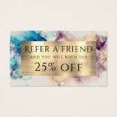 ブルーパープル水彩及びゴールドフォイル紹介カード (正面)