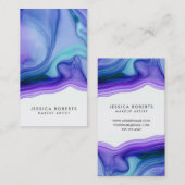 ブルーパープル水彩瑪瑙メイクアップアーティスト 名刺 (正面/裏面)