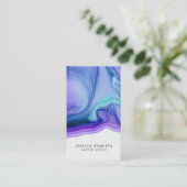 ブルーパープル水彩瑪瑙メイクアップアーティスト 名刺 (スタンド正面)