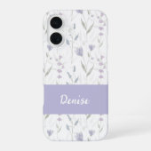 ブルーパープル水彩野の花の名前 iPhone 16ケース (裏面)
