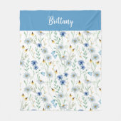 ブルーパープル水彩野花名 フリースブランケット (正面)