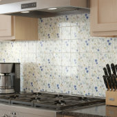 ブルーパープル水彩野花 タイル