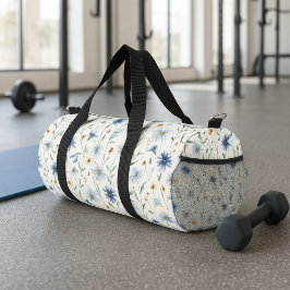 ブルーパープル水彩野花 ダッフルバッグ