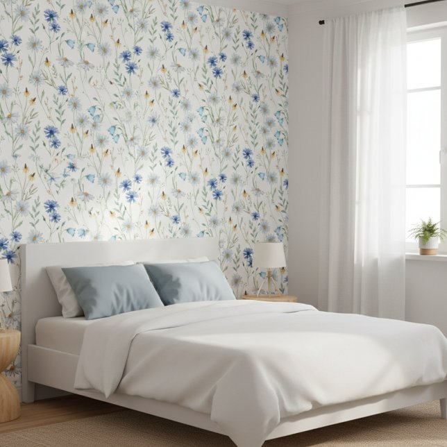 ブルーパープル水彩野花 壁紙 (クリエイターアップロード済み)