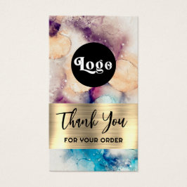 ブルーパープル水彩金ゴールドフォイルパッケージインサート