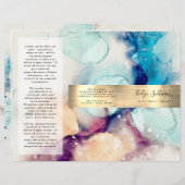 ブルーパープル水彩金ゴールド箔パンフレット (正面/裏面)