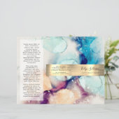 ブルーパープル水彩金ゴールド箔パンフレット (スタンド正面)