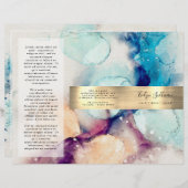 ブルーパープル水彩金ゴールド箔パンフレット (正面/裏面)