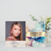 ブルーパープル水彩金ゴールド箔2折パンフレット (スタンド正面)