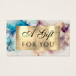 ブルーパープル水彩金箔ギフトカード