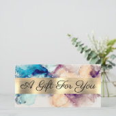 ブルーパープル水彩金箔ギフト証明書 (スタンド正面)