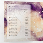 ブルーパープル水彩金箔3折パンフレット 三つ折りカード (内部最初)