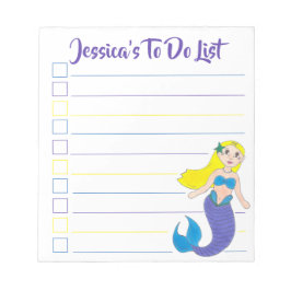 ブルーパープル海パーソナライズされたマーメイド一覧 ノートパッド