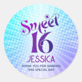 ブルーパープル甘い16グルービーグラディエントレトロボホ ラウンドシール (正面)