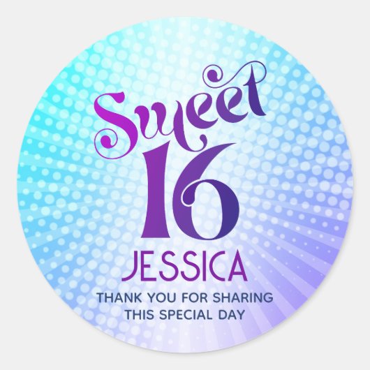 ブルーパープル甘い16グルービーグラディエントレトロボホ ラウンドシール (正面)