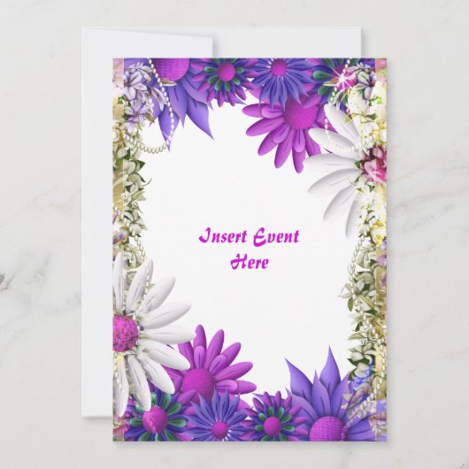 ブルーパープル結婚婚約誕生日 招待状 (正面)