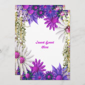 ブルーパープル結婚婚約誕生日 招待状 (正面/裏面)