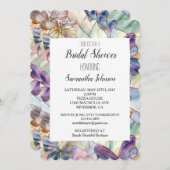 ブルーパープル蝶ブライダルシャワー 招待状 (正面/裏面)