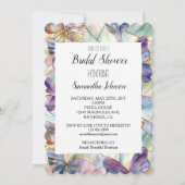 ブルーパープル蝶ブライダルシャワー 招待状 (正面)