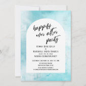 ブルーパープル金ゴールドインクハッピー今までパーティーアーチ後 招待状 (正面)