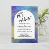 ブルーパープル金ゴールドインクレッツアー祝チアー 招待状 (スタンド正面)