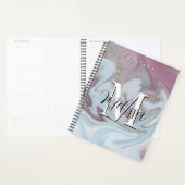 ブルーパープル金ゴールドモダンモノグラム抽象芸術プランナー プランナー手帳 (ディスプレー)