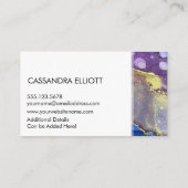 ブルーパープル金ゴールド抽象芸術アルコールインクリキッドアート 名刺 (裏面)