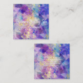 ブルーパープル金ゴールド抽象芸術スクエアビジネスカード スクエア名刺 (正面/裏面)