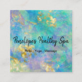 ブルーパープル金ゴールド抽象芸術スクエアビジネスカード スクエア名刺 (正面)