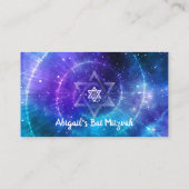 ブルーパープル銀河系こうもりバー（ユダヤ教の）バル・ミツバーフラットエスコート プレイスカード (裏面)