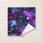 ブルーパープル銀河系コズミック宇宙 バスタオルセット (ウォッシュタオル)