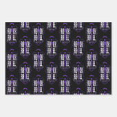 ブルーパープル&グリーンヴィンテージロック転が& ラッピングペーパーシート (正面3)