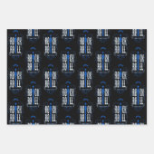 ブルーパープル&グリーンヴィンテージロック転が& ラッピングペーパーシート (正面)