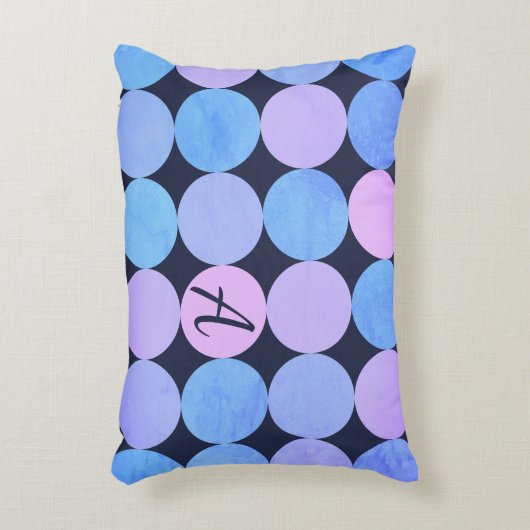 ブルーパープル&ピンクサークルモノグラム アクセントクッション (正面(垂直))