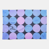 ブルーパープル&ピンクサークルモノグラム キッチンタオル (横)