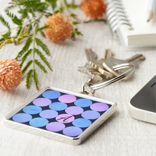 ブルーパープル&ピンクサークルモノグラム キーホルダー (側面)