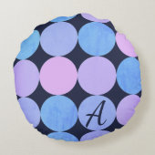 ブルーパープル&ピンクサークルモノグラム ラウンドクッション (裏面)