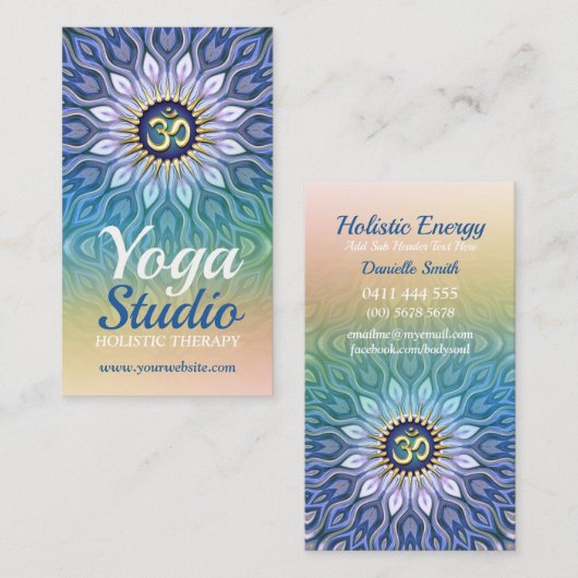ブルーパープル&ピーチエナジーメディテーションマンダラヨガ 名刺 (正面/裏面)