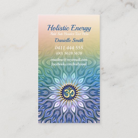 ブルーパープル&ピーチエナジーメディテーションマンダラヨガ 名刺 (裏面)