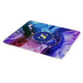 ブルーパープル&レッドバイオレット液体インク、モノグラム カッティングボード (角)