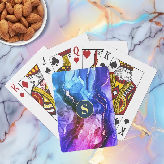 ブルーパープル&レッドバイオレット液体インク、モノグラム トランプ